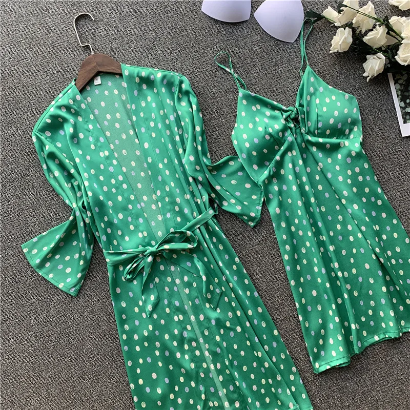 Женская атласная пижама сексуальный шелковый халат комплект одежды для сна