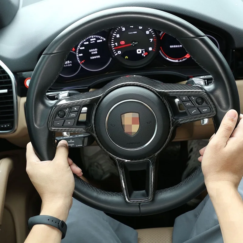 Цена Наклейка на руль из сухого углеродного волокна, подходит для Porsche Panamera Macan Cayenne 718 911 Cayman