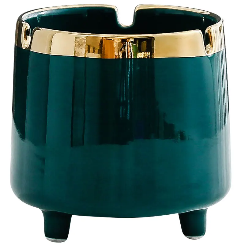 

Luxury Ceramic Ashtray Decor Creative Trend Home Living Room Cigarette Tray Anti-flying Gray Ashtray with Lid Gift for Boyfriend