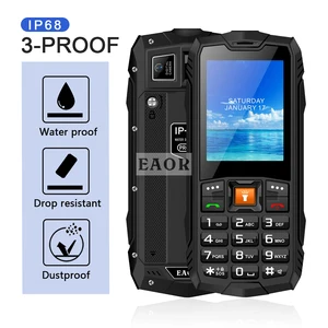 eaor ip68 waterproof dustproof mobile phone big battery rugged phone dual 4g lte outdoor feature phone with glare flashlight free global shipping