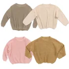 Осенне-весенний пуловер для маленьких мальчиков и девочек, зимний теплый плотный Мягкий Вязаный Однотонный свитер с длинным рукавом для детей
