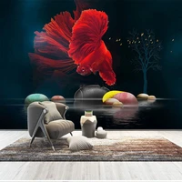 custom any size photo wallpaper 3d stereo fortune guppy pebble background wall stickers 3d self adhesive waterproof poster