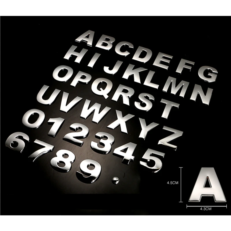 

WL автостайлинг 45 мм 25-28 мм 3D Алфавит эмблема DIY буквы черные Серебряные наклейки цифровой значок авто мотоцикл багажник логотип наклейка