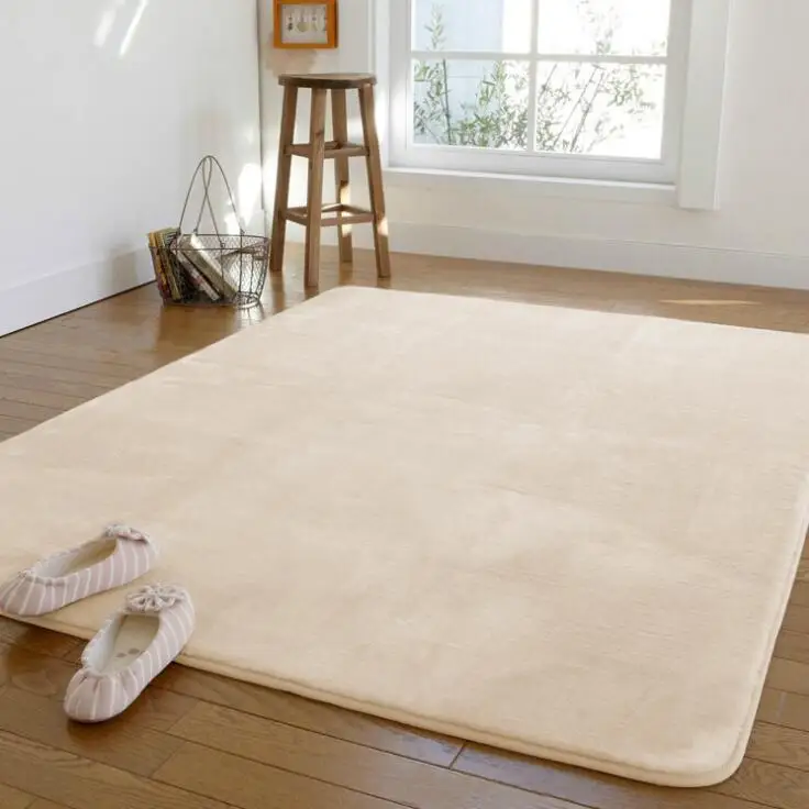 Высококачественный бежевый однотонный ковер из кораллового бархата