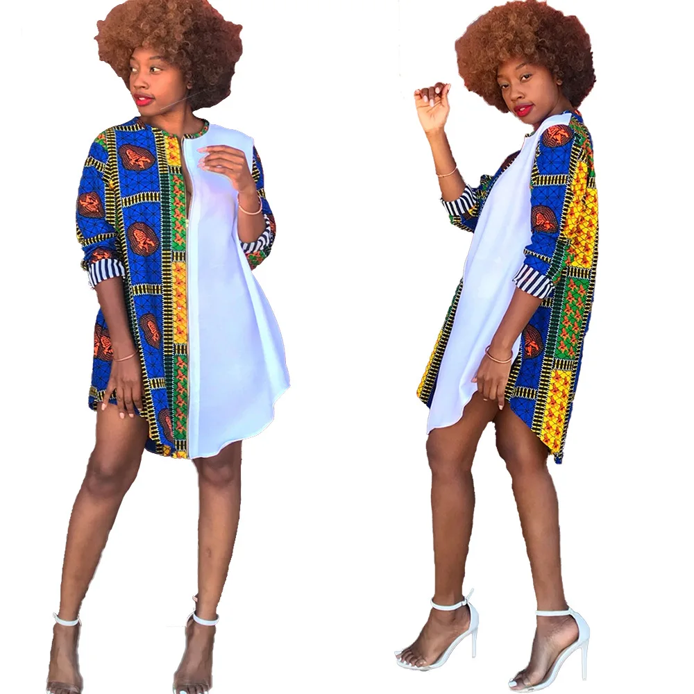 

New Arrivals Women Pattern Printing Casual Dress Lady's Crew Collar 3/4 Sleeves Straight Mini Dresses Party Nightclub Autunmn