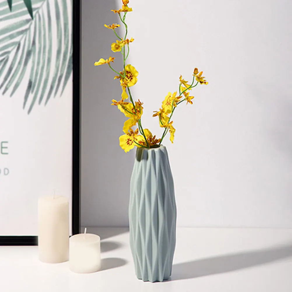 

Simple Plastic Flower Vase Modern Home Decoration White Imitation Ceramic Flower Pot Flower Nordic Ornament Home Decor
