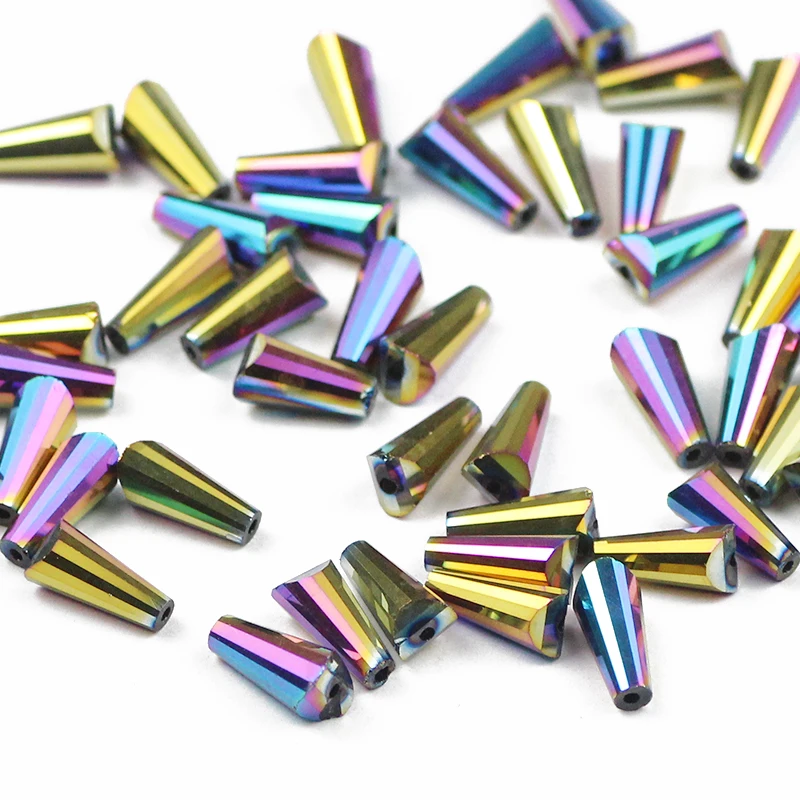 

UPGFNK 6*12 мм 48 шт Австрийские хрустальные бусины в форме башни Конические Стеклянные бусины-разделители для изготовления ювелирных изделий бр...