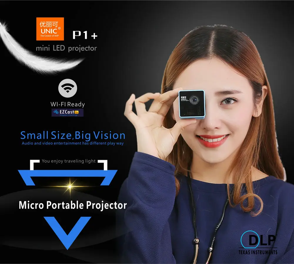 Мини-проектор UNIC P1S DLP карманный мобильный кинотеатр поддержка Miracast Airplay