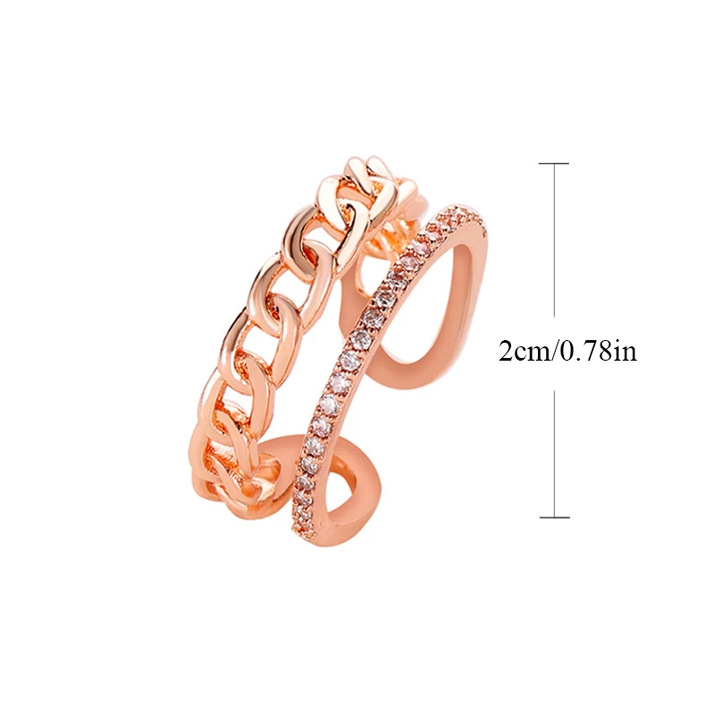 

Vintage Micro Inlaid Fashion Double Layers Rings Woven Ring Zircon Fashion Simple All-match Open Ring Twist Ring For Girls
