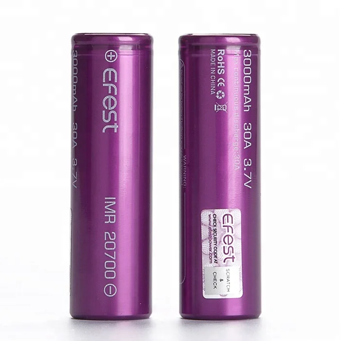 

Hotsale Efest 20700 3000mah 3.7V 30A Battery Solar