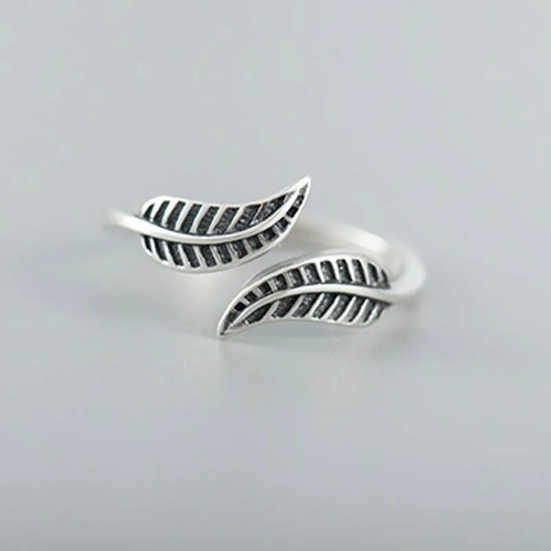 

YPAY 100% Серебро 925 пробы открытые кольца с листьями для женщин высокое качество креативное регулируемое кольцо на палец изящное ювелирное изд...