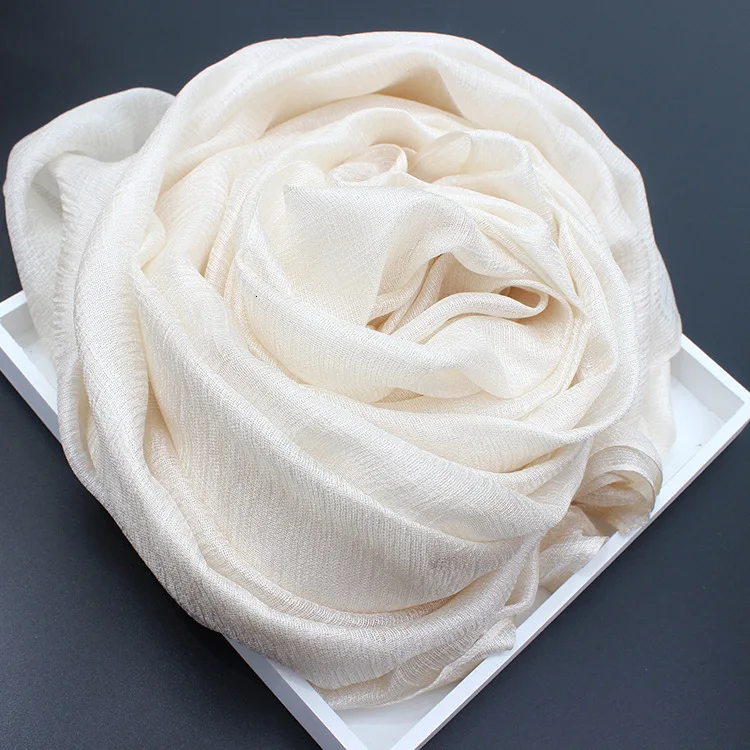 Роскошный брендовый Гладкий парео-шарф женский платок 190x80 см лен шелк хиджаб из