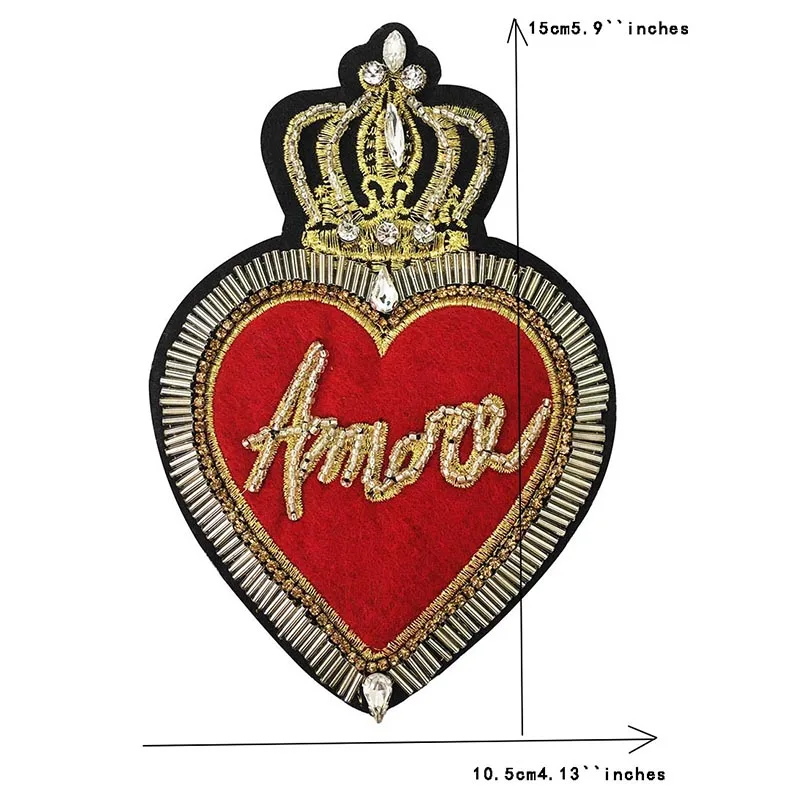 Ручной работы Корона письмо любовь сердце нашивки со стразами и бисером для