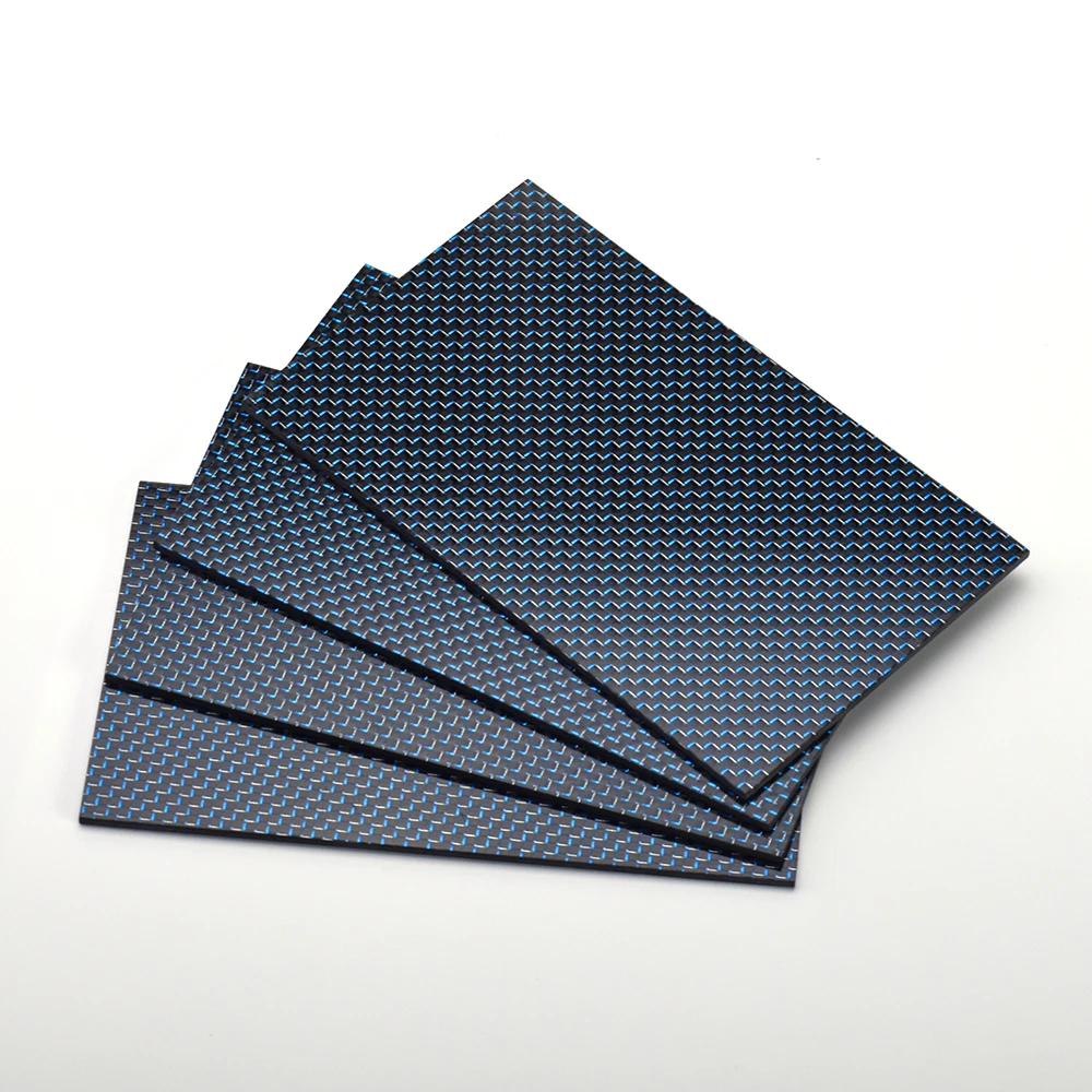 Hoja de fibra de carbono de Color 3K, 400x500mm, mate, liso, brillante, espesor 0,5-2,5mm, 100% laminado de alta temperatura, oro, azul, plata, Rojo-2