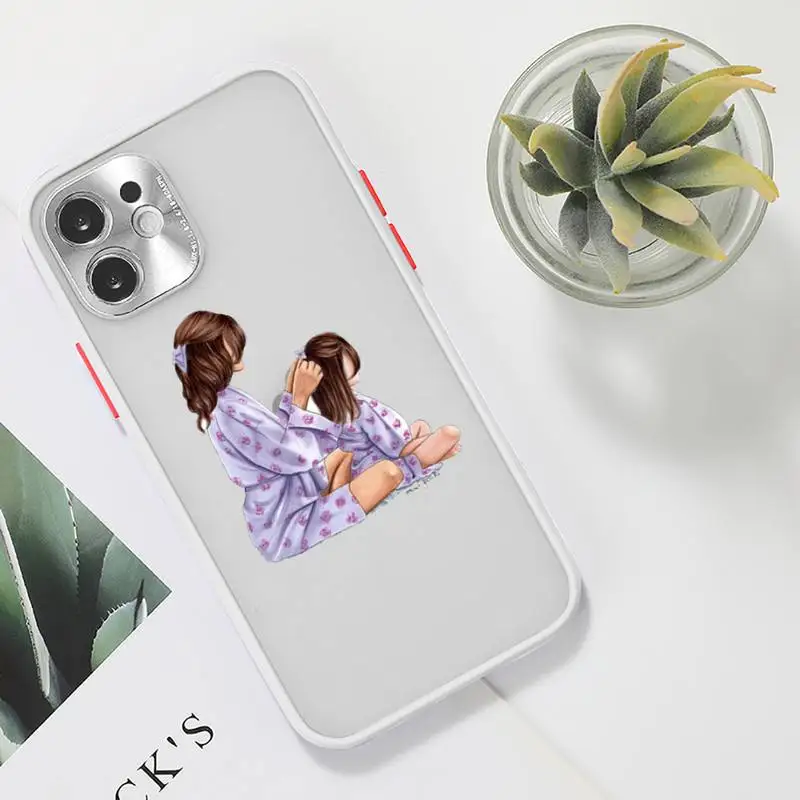 

Mom and baby Phone Case Clear matte transparent For white iPhone 7 8 x xs xr 11 12 pro plus max mini Funda