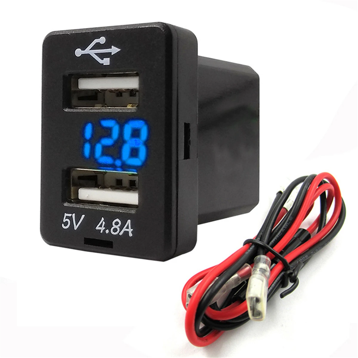 Автомобильное зарядное устройство с двумя USB-портами 4 8 А цифровой вольтметр