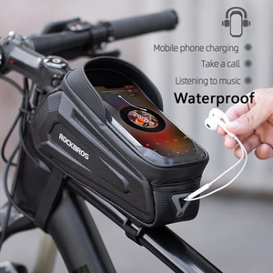 rockbros bike bag cell phone holder mount for mtb waterproof cycling front frame handlebar pack tools basket bicycle accessories free global shipping