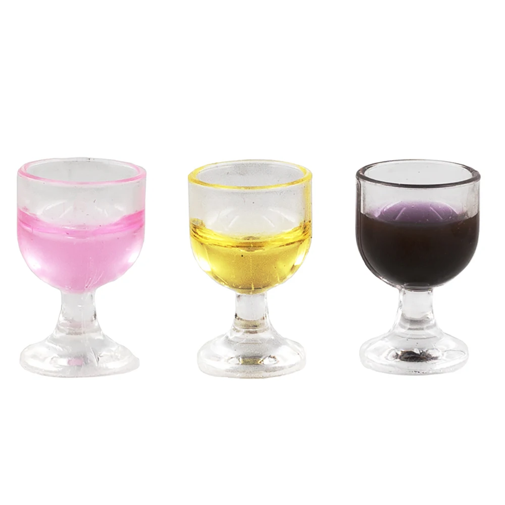 

2Pcs 1/12 Doll House Miniature Wine Glass Goblet Simulation Red Wine Cup Model Toy Mini Decoration Dollhouse Accessories