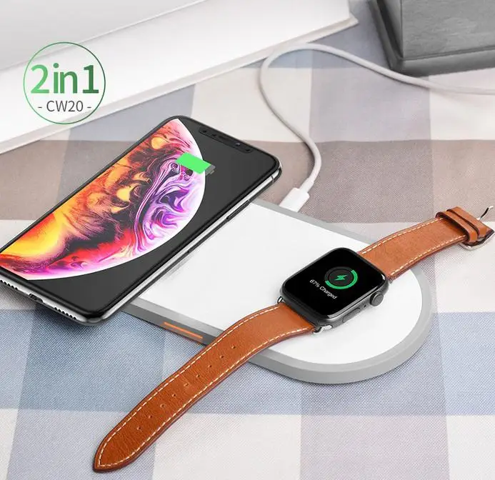 2-в-1 Беспроводной Зарядное устройство для Apple iPhone/iWatch/AirPods безопасности и быстрой