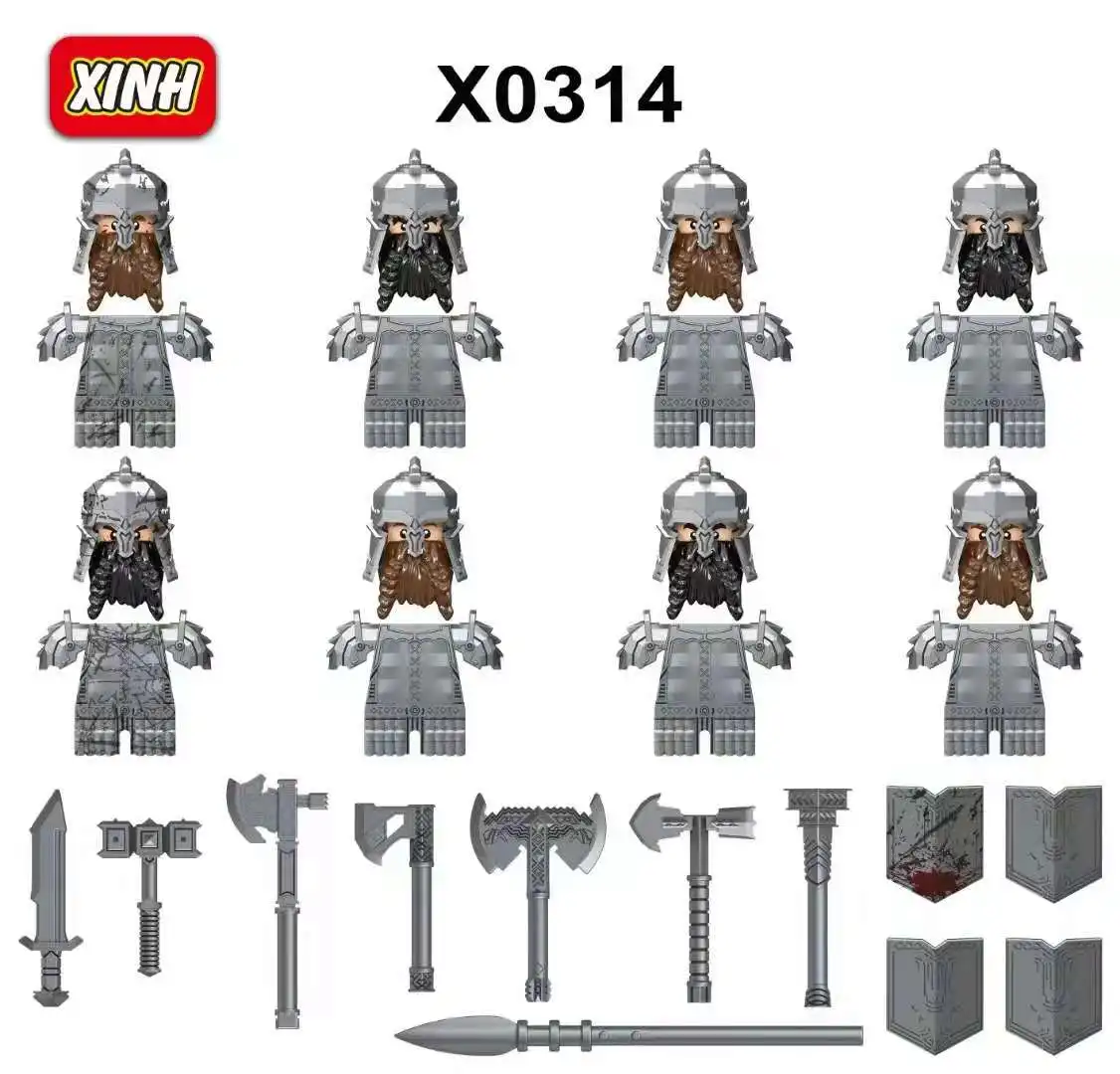 Строительный блок x0314 kt1051 средневековые рыцари военные карликовые эльфы