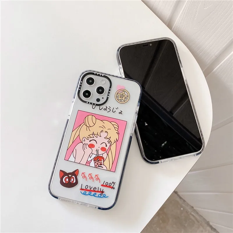

Japan clear Cartoons Comics film Couple's soft Case For iPhone 11 12 Pro Max mini 7 8 Plus XR X XS MAX SE 2 phone cover fundas