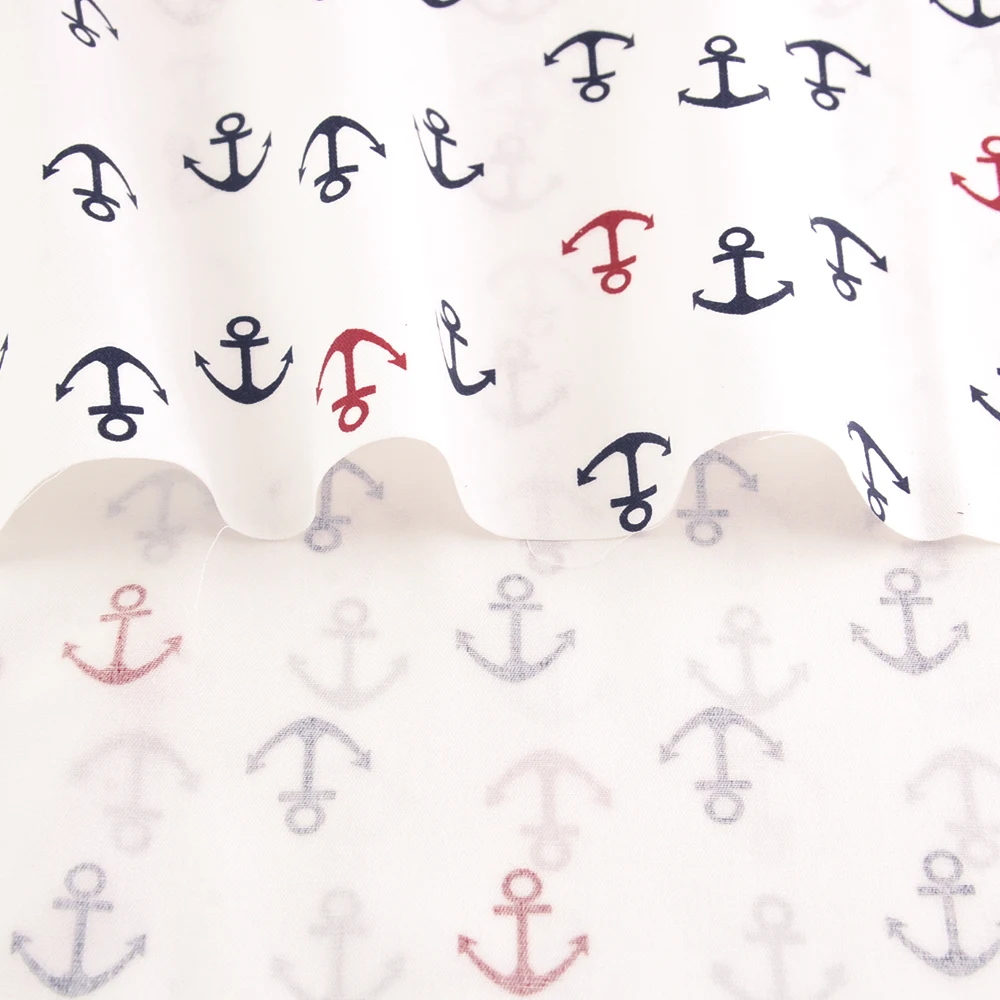 Beige1 meter 100% Cotton Fabric Shabby Sea anchor Printed for Quilting Children Dress Bedding Tilda Cloth by Meter 160cmx100cm | Дом и сад