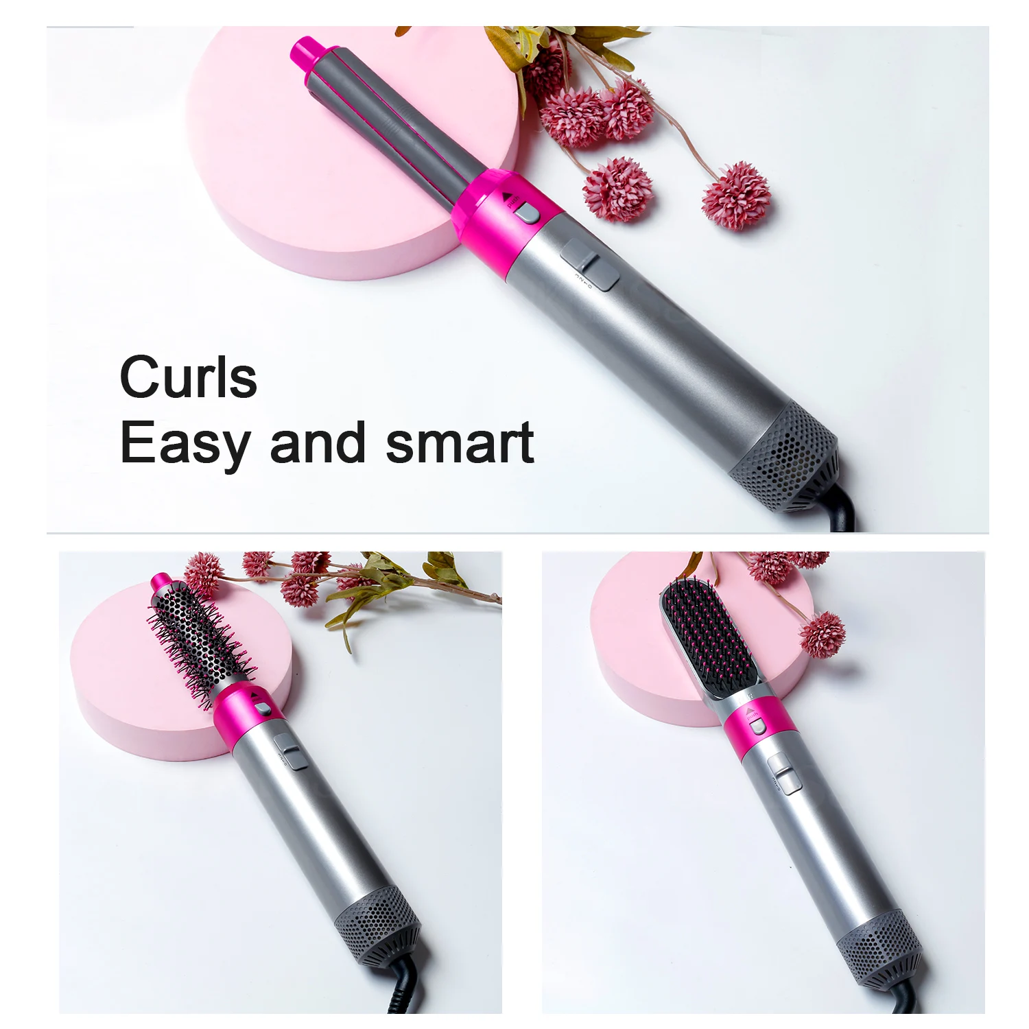 

Hair Dryer Brush 5 In 1 Electric Blow Dryer Comb Hair Curling Wand Detachable Brush Set Negative Ion Hair Curler Straight Comb