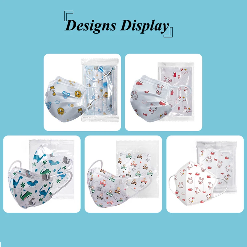 

50pcs cartoon kids disposable face mask respirator Breathable printed Boys Girls children disposable anti dust masks 3 ply mask
