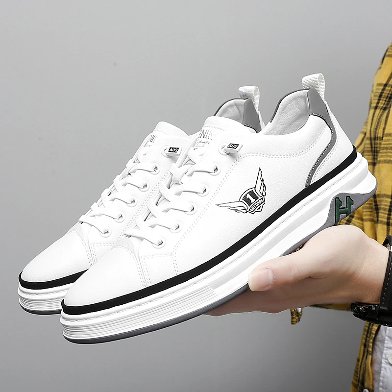 Beli Sepatu Kasual Anak Laki-laki Muda Musim Semi/Musim Gugur Sneakers Kasual Kulit Hitam Sepatu Kasual Pria Superstar Pria Sneakers Bertali Untuk Pria