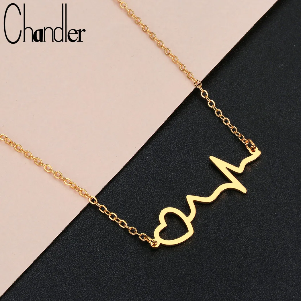 Ожерелье Chandler из нержавеющей стали для женщин девушек любит ЭКГ медицинские