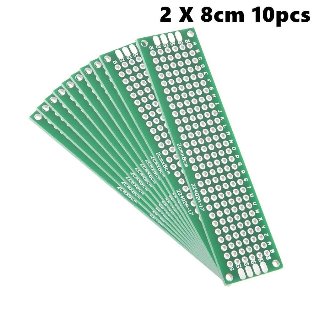 

2x8cm Double Sided Universal Printed Circuit Board for DIY Soldering 10pcs