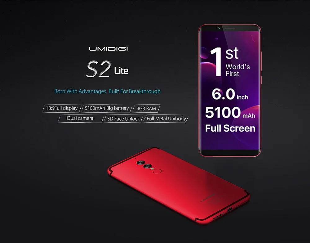 umidigi s2 lite smartphone 4gb ram 32gb rom 5 99 mtk6750t octa core 16 0mp 5100mah fingerprint 4g lte android 7 0 mobile phone free global shipping