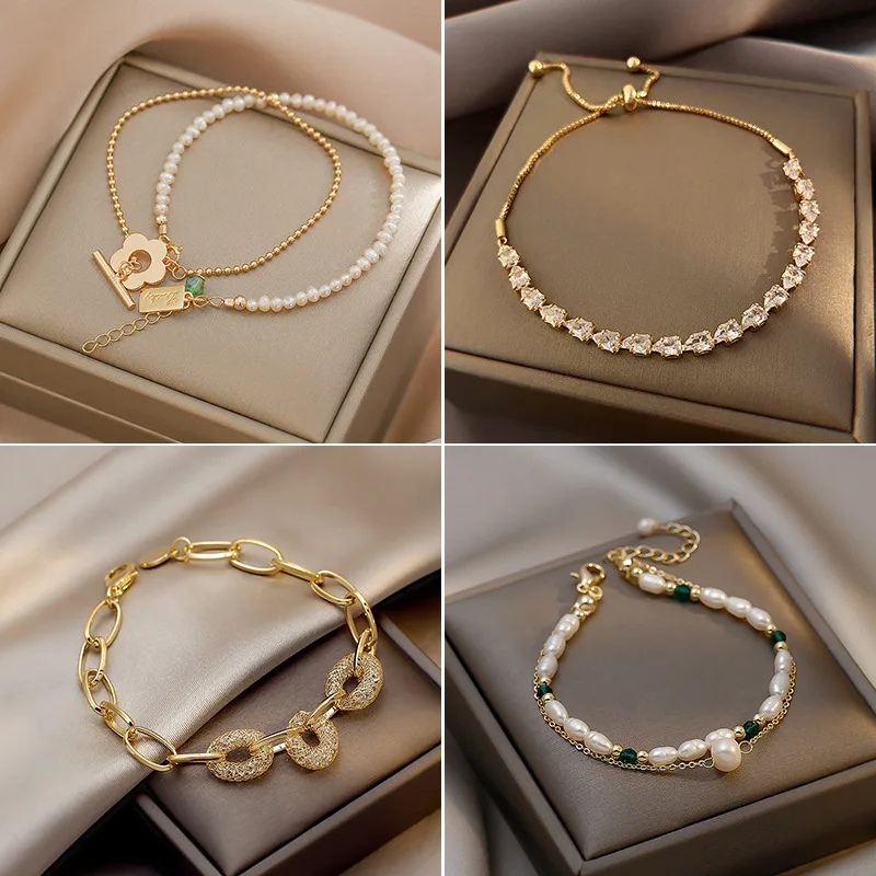 

Luxury Fine Plating Bracelets Women Jewelry Round Created Moissanite Diamond Wedding Party Bracelet Multiple styles Drop Shipp