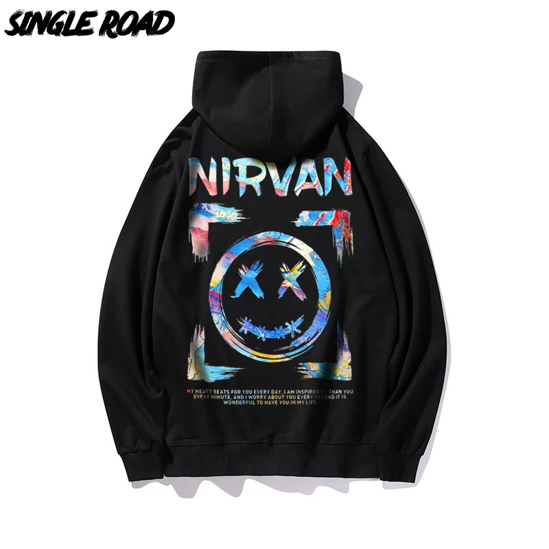 

Single Road Mens Hoodies Men 2021 Printed Fashion Harajuku Sweatshirt Hip Hop Japanese Streetwear Casual Oversized Hoodie Men
