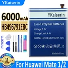 Аккумулятор ykaisсеребрин на 6000 мА  ч для Huawei HB496791EBC, литий-ионный аккумулятор для Huawei MATE 1 Ascend MT1-U06 MT2-L02 MATE 2 MATE 1 Mate2