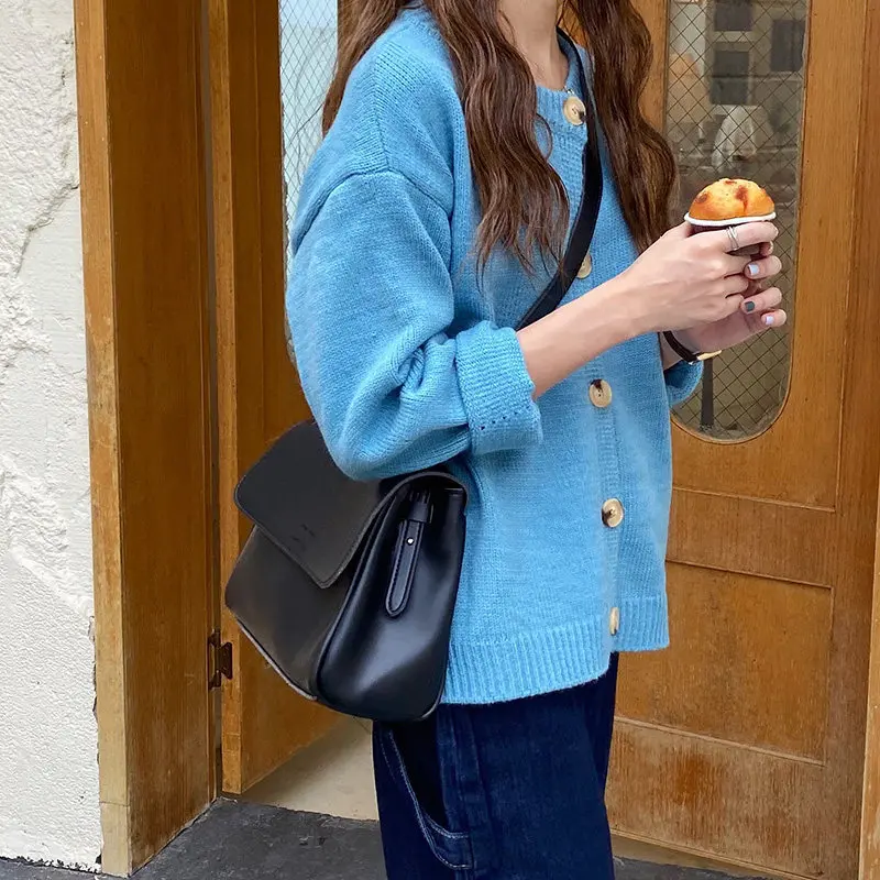 

Korean Large Capacity Shopping Bag Quality Casual All-Match PU Bag Shoulder Messenger Bag Trend Solid Color School Book Bag Nice