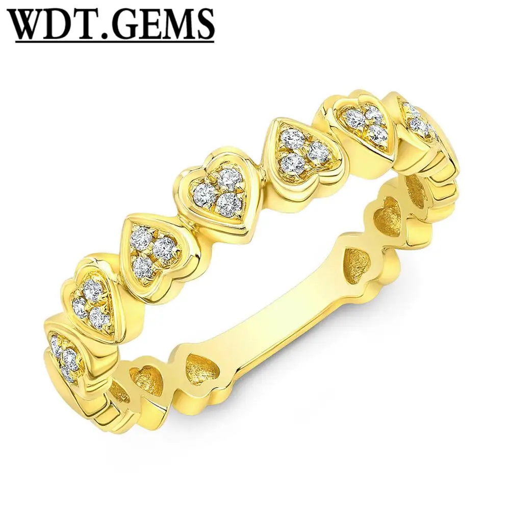 

10k Rose Gold Diamond Hearts Stackable Ring Band Natural Round Pave Womens
