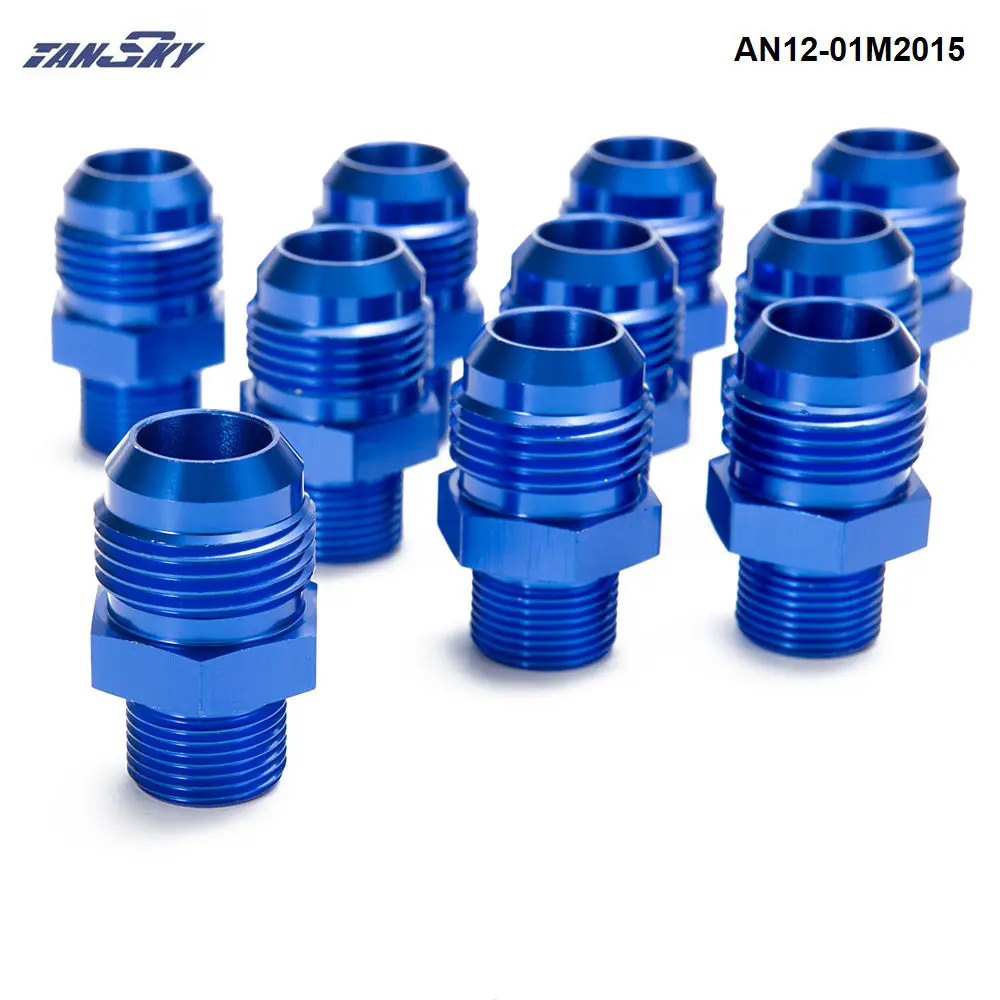 

10PCS/LOT Blue AN12-M20*1.5 Male Blue Anodized Aluminum Union Adapter Fittings For Fuel Tank / Water Tank AN12-01M2015
