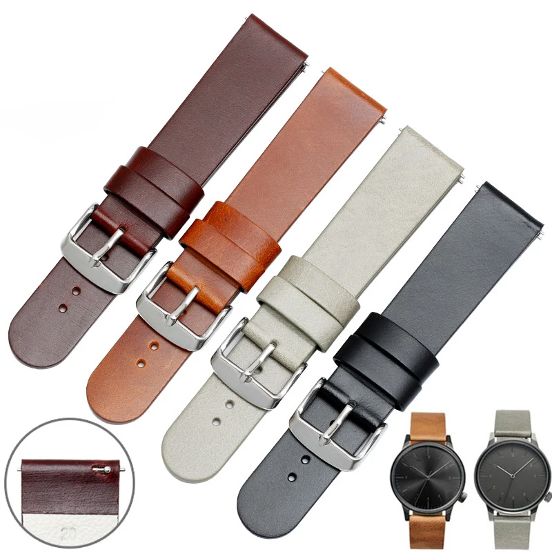 

BEAFIRY Quick Release Watch Band 18mm 20mm 22mm Genuine Leather Watch Straps Watchbands for Men Women Belt Brown black white