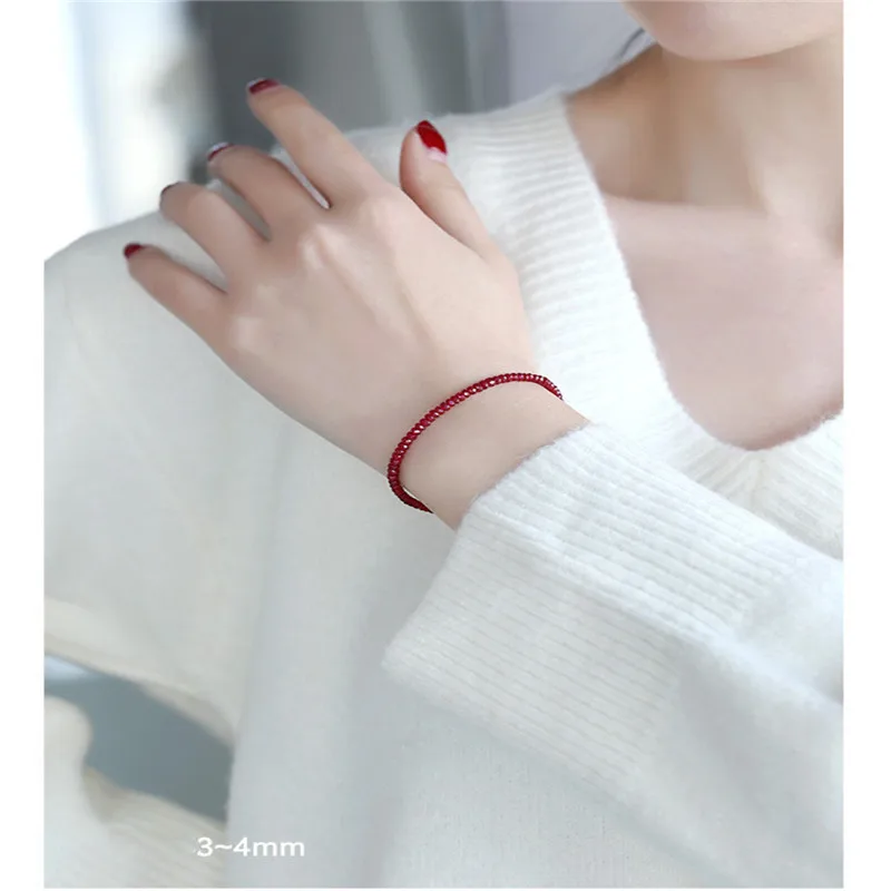 DMBS230 граненый рубиновый браслет женский день подлинный поран желтый 18K с