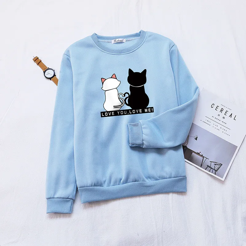 Женская толстовка с принтом Свободный пуловер круглым вырезом и подкладкой