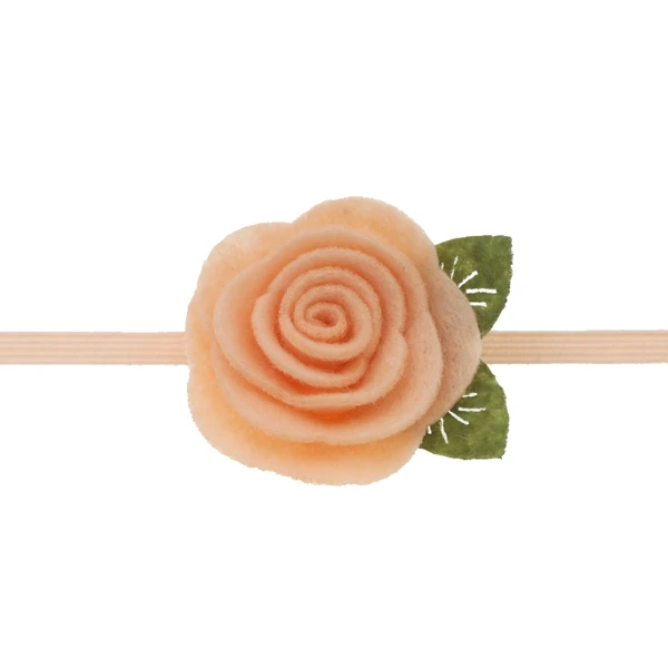 peach 4 см Детская повязка на голову девочки Войлок Цветок Корона ободки розы листья эластичные волосы группы детей фотографии реквизит Детские аксессуары для волос - Цвет: peach