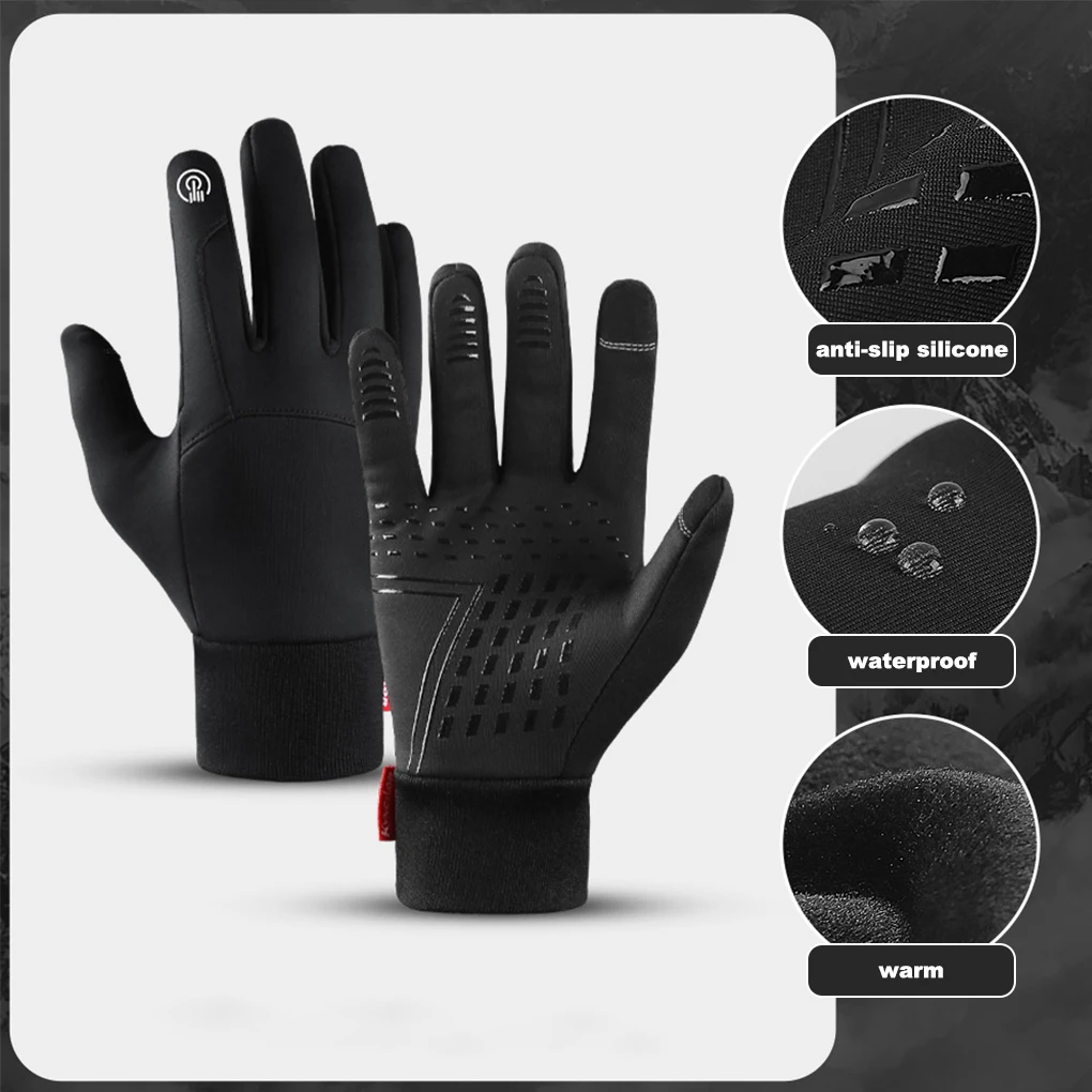 

Winter Themal Warm Cycling Gloves Unisex Touchscreen Full Finger Gloves Waterproof Bike Skiing Outdoor Camping Hiking Gloves