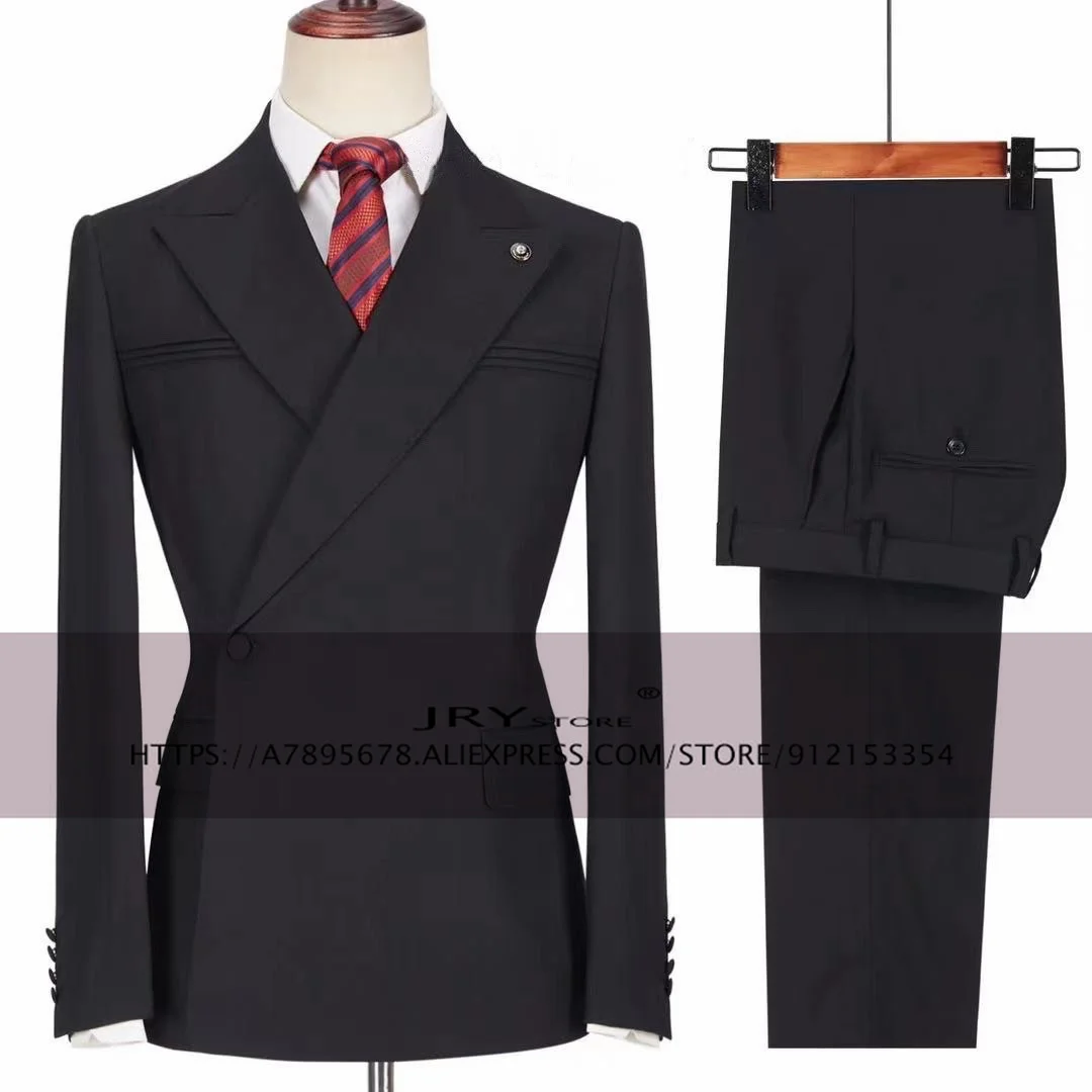 Men's Suit 2 Piece Lapel Wedding Groom Tuxedo Business Slim Fit Blazer Men Jacket + Pants