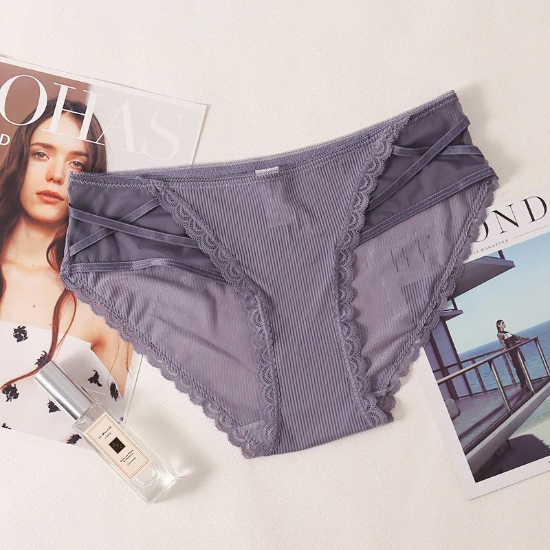 Женское нижнее белье из ледяного шелка Бесшовные дышащие кружевные трусики с