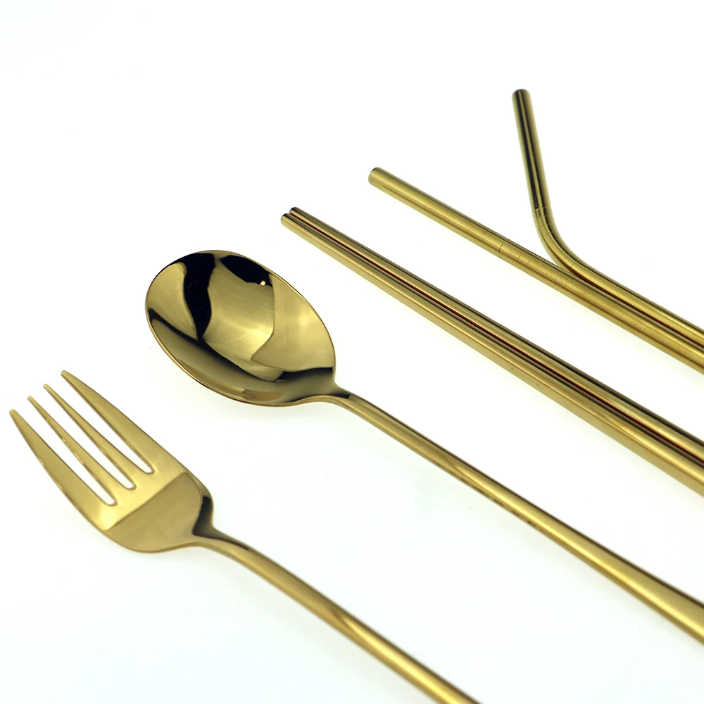 Набор разноцветных столовых приборов из нержавеющей стали с радужным покрытием 6