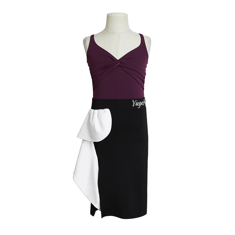 

2021 Latin Dance Dress Girls Cha Cha Rumba Samba Wear Latin Dancing Practice Costumes Kids Summer Suspender Top Split Skirt