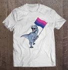 Футболка с изображением динозавра Би прайда ЛГБТ, недвоичного гея, лесбиянок, Мужская парная одежда, французская футболка в стиле аниме, бисексуальный флаг