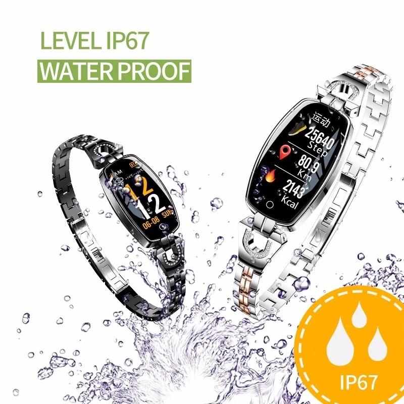 

H8 Women Smart Watch Blood Pressure Monitor Heart Rate Fitness Bracelet Steel belt Women Waterproof Sports Smart Wristband Ladie