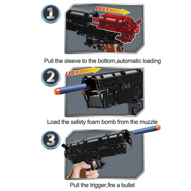 Военная техника пистолет Блоки Игрушки для мальчиков Desert Eagle Gun дротики полиция